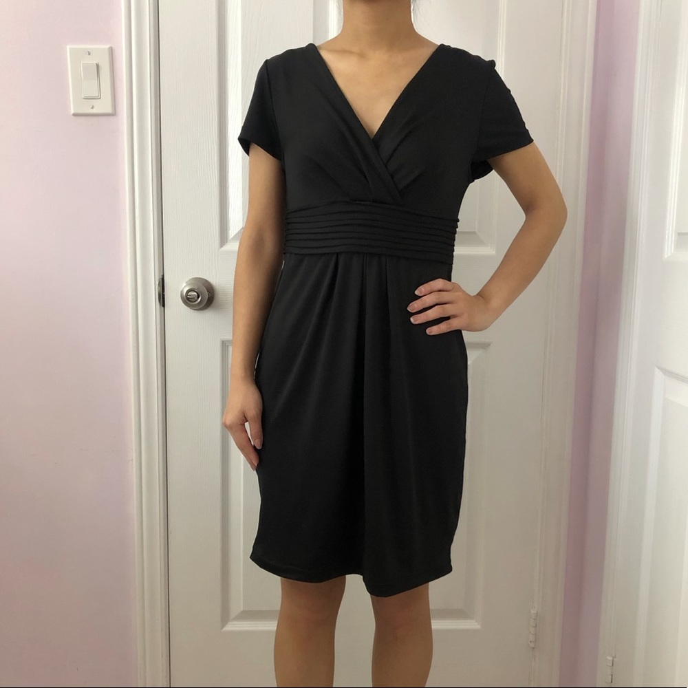 George Black Short Sleeves Wrap Dress